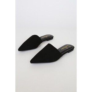 Lulus Lorena Black Suede Pointed Toe Slides - Size 5